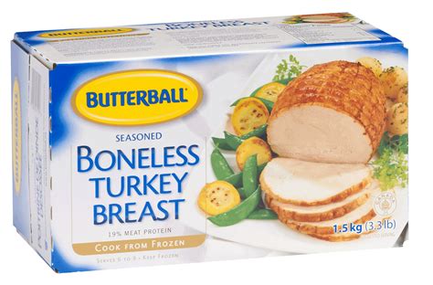 Butterball turkey - Preheat oven to 350°F. In a medium saucepan, combine broth and reserved butter mixture. Bring to a boil; pour mixture into baking dish with turkey. Cover with foil. Bake until heated through, 50 minutes to 1 hour. Increase oven temperature to broil. Uncover turkey, and broil until skin is crispy, 4 to 6 minutes more.